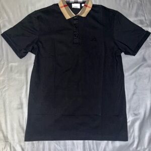 Burberry Black Polo with Tan Collar